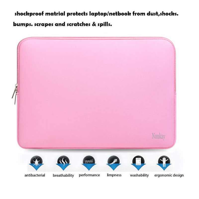 Naukay 15.6 Inch Laptop Sleeve Resistant Neoprene Laptop Sleeve/Notebook Computer Pocket Case/Tablet Briefcase Carrying Bag - (Pink) - Image 5